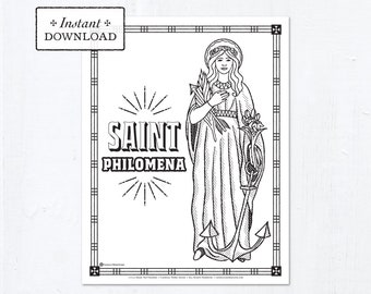 Catholic Coloring Page - Saint Philomena - Catholic Saints - Printable Coloring Page - Digital - PDF