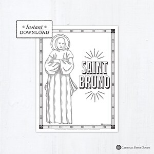 Catholic Coloring Page, Saint Bruno Coloring Page, Catholic Saints, Printable Coloring Page, Digital Coloring Page, PDF