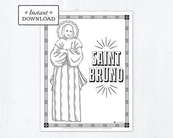 Catholic Coloring Page, Saint Bruno Coloring Page, Catholic Saints, Printable Coloring Page, Digital Coloring Page, PDF