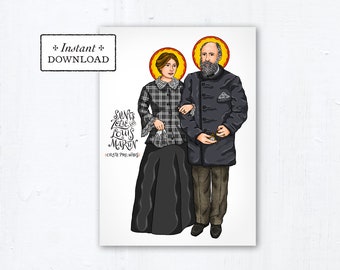 Saints Zelie and Louis Martin Card, Art Print, Instant Download, PDF 5x7 Catholic Saint Printable Confirmation Gift, Parents of St Therese