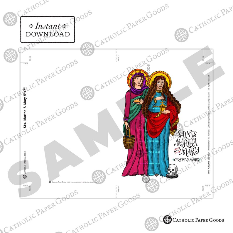 Saints Martha and Mary Art Print: Catholic Confirmation Gift (printable ...