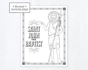 Catholic Coloring Page - Saint John the Baptist - Catholic Saints - Printable Coloring Page - Digital - PDF