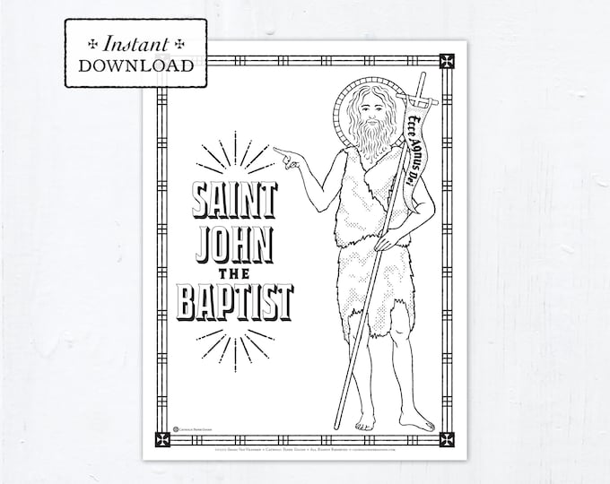 Catholic Coloring Page - Saint John the Baptist - Catholic Saints - Printable Coloring Page - Digital - PDF
