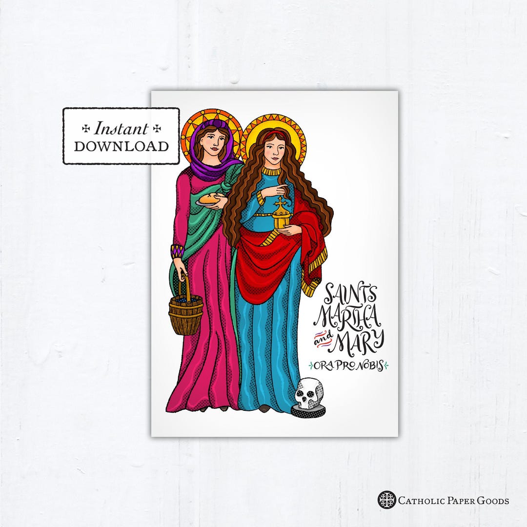 Saints Martha and Mary Art Print: Catholic Confirmation Gift (printable ...