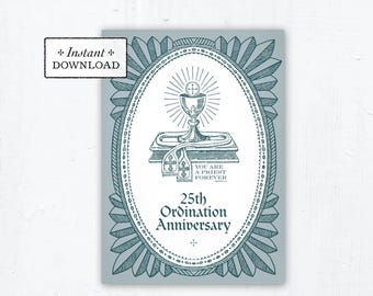 Catholic Priest 25th Ordination Anniversary Card (Printable Download)