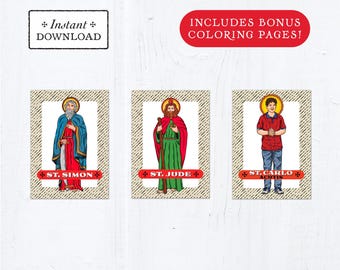 Catholic Saint Trading Cards: October Set #2 + Bonus Coloring Pages (Downloadable PDF)