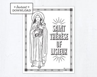 Catholic Coloring Page - Saint Thérèse of Lisieux - Catholic Saints - Printable Coloring Page - Digital - PDF