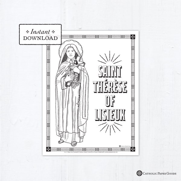 Catholic Coloring Page - Saint Thérèse of Lisieux - Catholic Saints - Printable Coloring Page - Digital - PDF