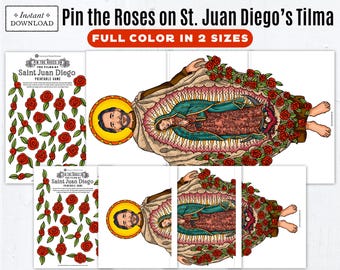 Pin the Halo on St. Juan Diego's Tilma Printable Game: Catholic All Saints Day Game, Our Lady of Guadalupe Printable Activity