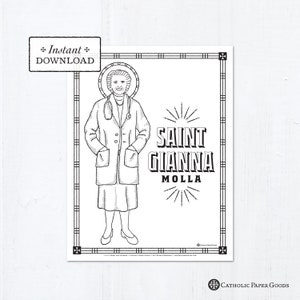 Catholic Coloring Page - Saint Gianna Beretta Molla - Catholic Saints - Printable Coloring Page - Digital - PDF