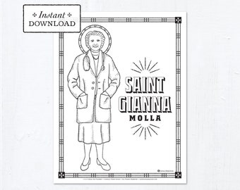 Catholic Coloring Page - Saint Gianna Beretta Molla - Catholic Saints - Printable Coloring Page - Digital - PDF