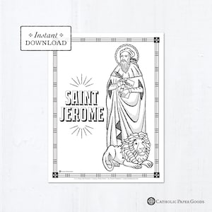 Catholic Coloring Page - Saint Jerome - Catholic Saints - Printable Coloring Page - Digital - PDF