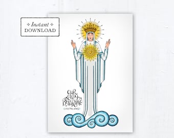 Our Lady of Beauraing Card, Art Print, Instant Download, Downloadable PDF 5x7 Catholic Saint Printable Confirmation Gift, Marian Art