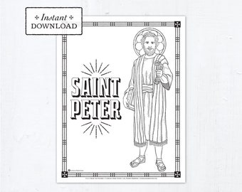 Catholic Coloring Page - Young Saint Peter - Catholic Saints - Printable Coloring Page - Digital - PDF