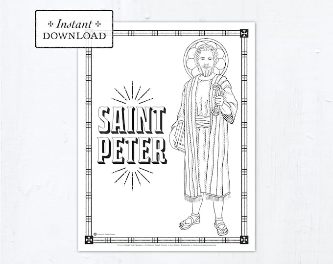Catholic Coloring Page - Young Saint Peter - Catholic Saints - Printable Coloring Page - Digital - PDF