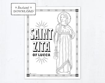 Catholic Coloring Page - Saint Zita of Lucca - Catholic Saints - Printable Coloring Page - Digital - PDF