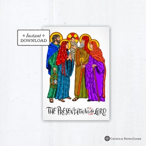 The Presentation of the Lord (Candlemas) Card, Art Print, Instant Download, DIY Downloadable PDF 5"x7" Catholic Saint Printable Card