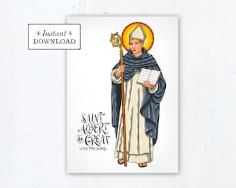 Saint Albert the Great Art Print & Greeting Card: Catholic Confirmation Gift (Printable PDF)