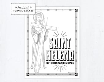 Catholic Coloring Page, Saint Helena of Constantinople Coloring Page, Catholic Saints, Printable Coloring Page, Digital Coloring Page, PDF