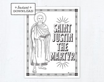 Catholic Coloring Page - Saint Justin Martyr - Catholic Saints - Printable Coloring Page - Digital - PDF