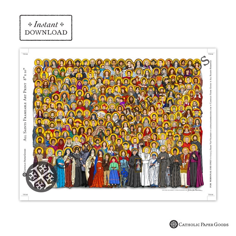 All Saints Frameable Art Print, All Saints Day Decoration, Instant Download, Downloadable PDF 8"x10" All Saints Day Party image 2