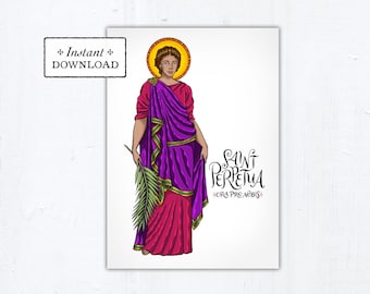 St. Perpetua Card, Catholic Greeting Card, Catholic Saint, Art Print, Instant Download, Printable PDF 5x7, Confirmation Gift