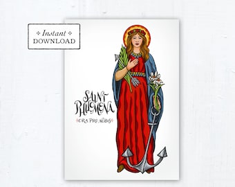 St. Philomena Card Art Print Downloadable PDF 5"x7"