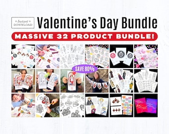 Valentine's Day Bundle: Coloring Pages, Greeting Cards, Exchange Cards, Sacred Heart Banners, Activities, Candy Cards, Saint Valentines