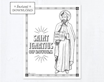 Catholic Coloring Page - Saint Ignatius of Loyola - Catholic Saints - Printable Coloring Page - Digital - PDF