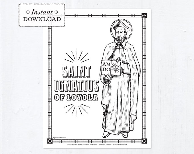 Catholic Coloring Page - Saint Ignatius of Loyola - Catholic Saints - Printable Coloring Page - Digital - PDF