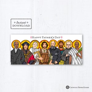 Catholic Saints Father's Day Card, Instant Download, 9.25" x 3.875 Catholic Printable Father's Day Card #10 Card