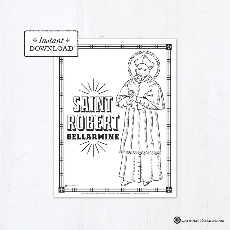 Catholic Coloring Page Saint Robert Bellarmine Catholic - Etsy