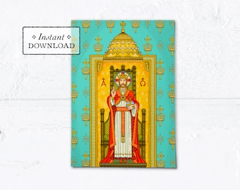 Christ the King Print / Greeting Card 5x7 Instant Download - DIY Downloadable PDF 5" x 7” A7