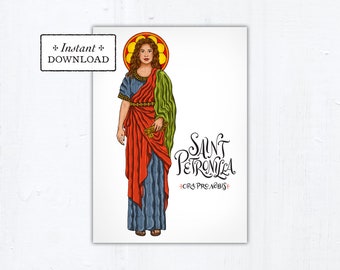 Saint Petronilla Card, Art Print, Instant Download, Printable PDF 5"x7" Catholic Saint Printable Confirmation Gift, St Petronilla