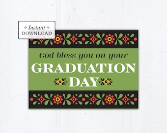 Floral Graduation Blessings Catholic Graduation Card, Instant Download, Printable PDF 5x7 Printable Graduation Card Catholic Greeting Card