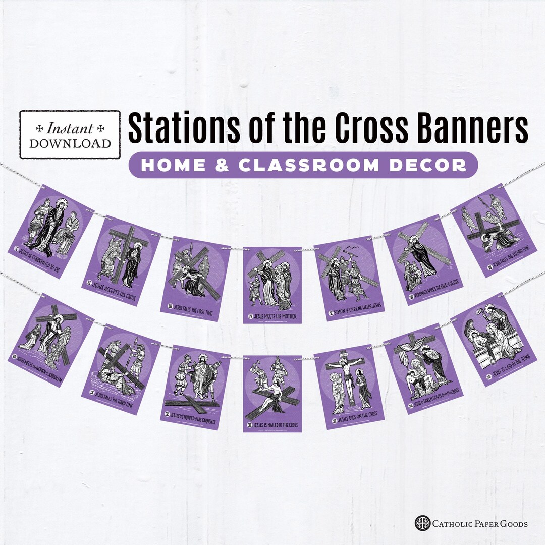 Stations of the Cross Printable Decorative Banners for Lent, Lent Decor ...