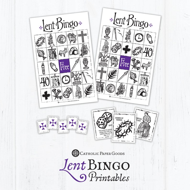 Lent Bingo Game, Catholic Games for Kids, Printable Catholic Game, PDF. Catholic Lent Bingo, Lent Activity, Catholic School Activity, Lent image 1