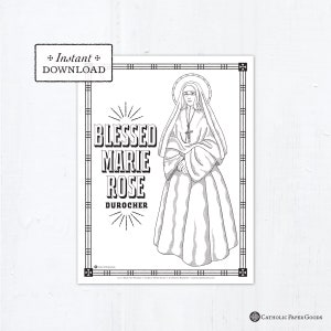 Catholic Coloring Page, Blessed Marie Rose Durocher Coloring Page, Catholic Saints, Printable Coloring Page, Digital Coloring Page, PDF