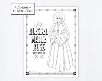 Catholic Coloring Page, Blessed Marie Rose Durocher Coloring Page, Catholic Saints, Printable Coloring Page, Digital Coloring Page, PDF