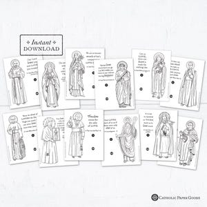 Catholic Saints Valentine Cards: Coloring Page Exchange Set (DIY Printable PDF) image 1
