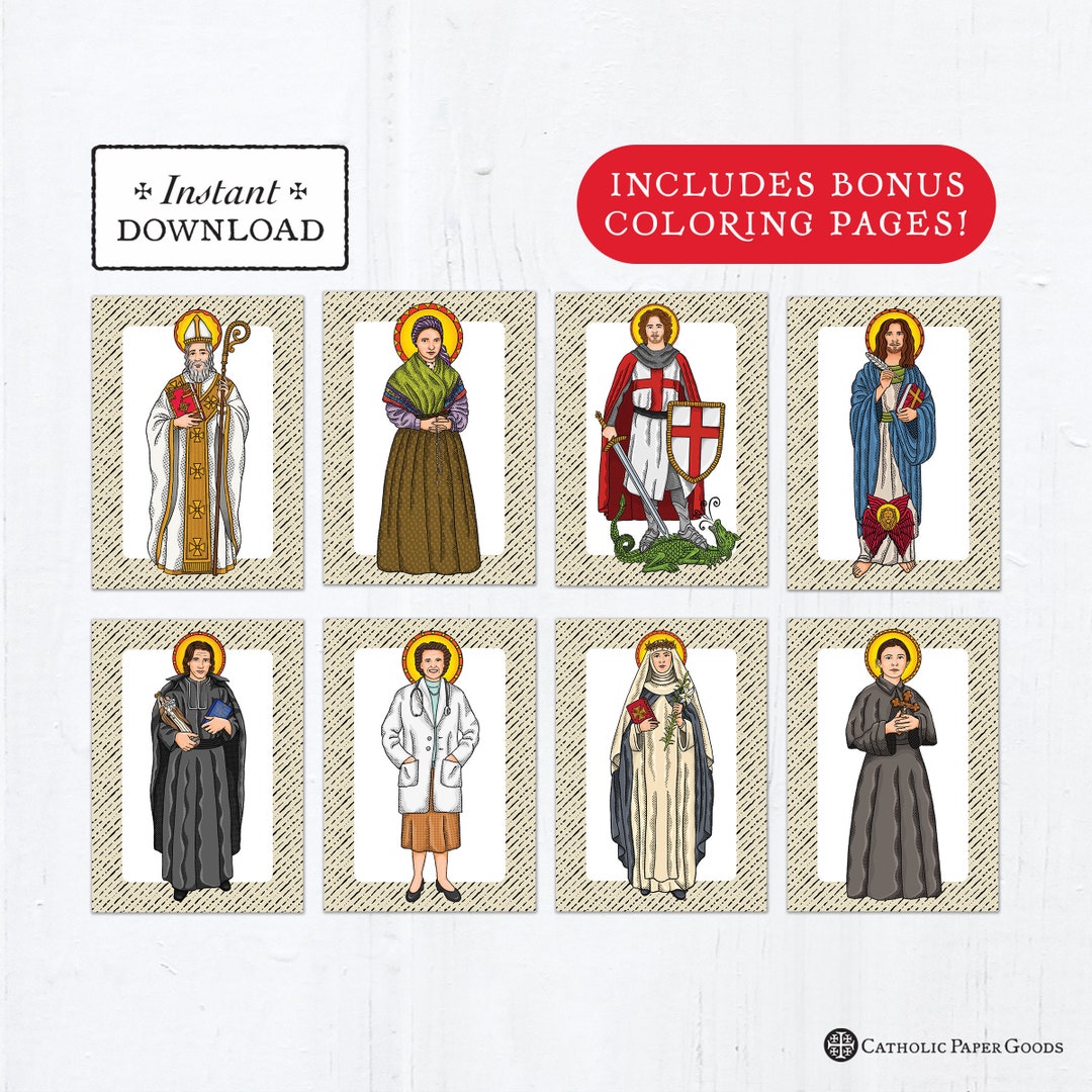Catholic Saint Flash Cards April Set 1 Printable PLUS Bonus Coloring Catholic Saint Flash Cards April Set 1 Printable PLUS Bonus Coloring