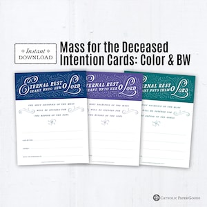 Catholic Mass for the Deceased Intention Cards, Eternal Rest Grant Unto Him, Her, Them Instant Download PDF A2 4.25x5.5 Holy Souls, November