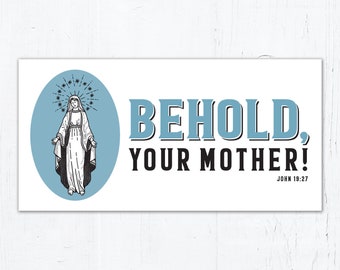 Blessed Virgin Mary Vinyl Removable Bumper Sticker 3.75" x 7.5" Peel & Stick