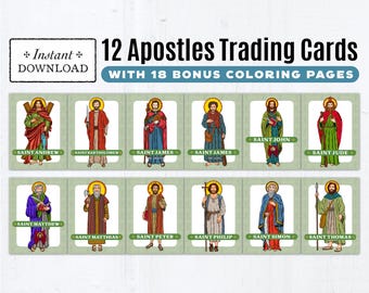 The 12 Apostles Trading Cards with 18 Bonus Coloring Pages (Digital Download)