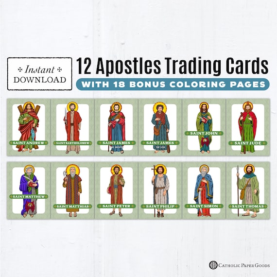 The 12 Apostles Trading Cards With 18 Bonus Coloring Pages