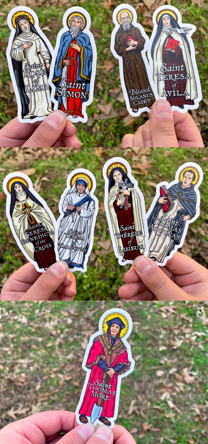 Catholic Saints 4 Inch Individual Die Cut Vinyl Stickers Peel & Stick Catholic Saint Stickers Set 1 St Anthony Faustina Kateri Therese Rita image 7