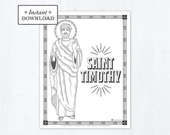 Catholic Coloring Page - Saint Timothy - Catholic Saints - Printable Coloring Page - Digital - PDF St Timothy Coloring Page Saint Coloring