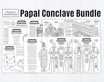 Papal Conclave Bundle, 10 Catholic Coloring Pages, History of Papal Elections, Swiss Guard, Catholic Cardinal, Catholic Pope Papal Vestments