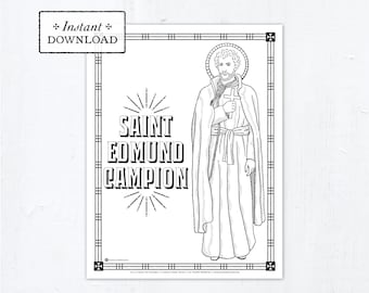 Catholic Coloring Page - Saint Edmund Campion - Catholic Saints - Printable Coloring Page - Digital - PDF