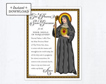 The Prayer of Saint Gertrude the Great Catholic Color Print, Printable Prayer, Month of Holy Souls Purgatory, All Souls Day